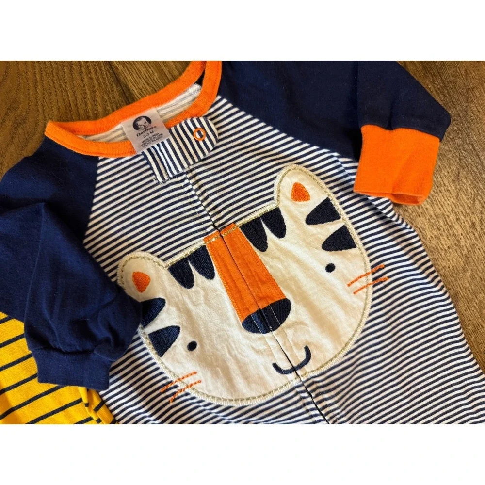 Gerber Baby Boy 0/3 Months Footed Sleepers‎ Outfits Zipper Pajamas Clothes Tiger